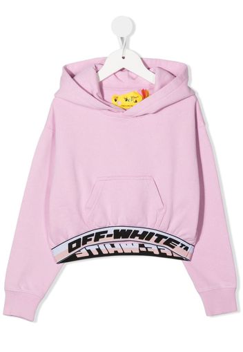 Off-White Kids logo-waistband cotton hoodie - Rosa