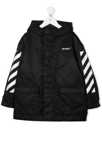 Off-White Kids logo-print parka jacket - Schwarz