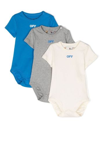 Off-White Kids pack of three baby-grow set - Blau