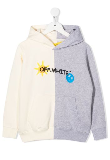 Off-White Kids two-tone logo hoodie - Weiß