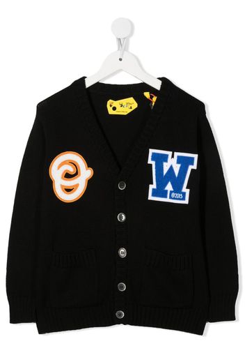 Off-White Kids initial-patch knitted cardigan - Schwarz