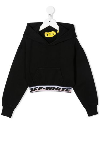 Off-White Kids logo band long-sleeve hoodie - Schwarz