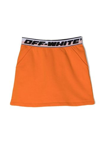 Off-White Kids logo-waist cotton skirt - Orange