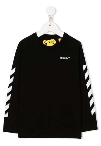 Off-White Kids logo-print detail long-sleeved T-shirt - Schwarz