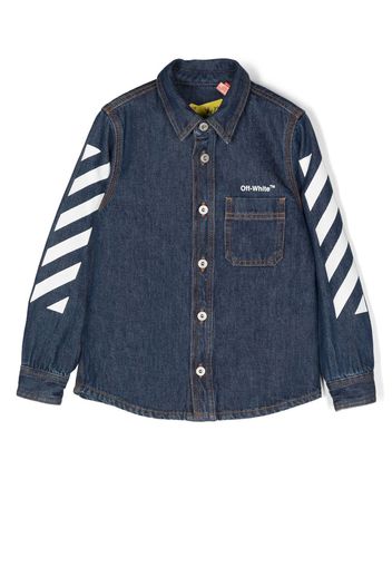 Off-White Kids logo-print long-sleeve shirt - Blau