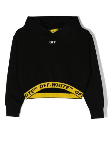 Off-White Kids logo-band cropped hoodie - Schwarz