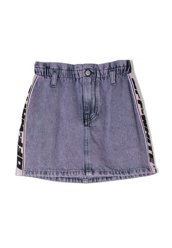 Off-White Kids logo-stripe denim skirt - Violett