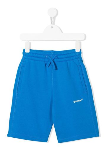 Off-White Kids logo-print track shorts - Blau