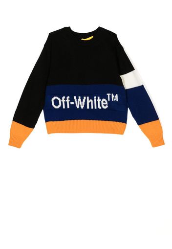 Off-White Kids intarsia-knit panelled jumper - Schwarz