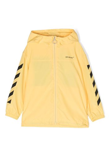 Off-White Kids logo print hooded windbreaker - Gelb