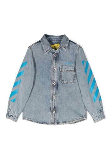 Off-White Kids Diag-stripe long sleeve denim jacket - Blau