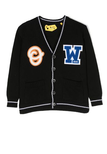 Off-White Kids OW Patch knitted cardigan - Schwarz