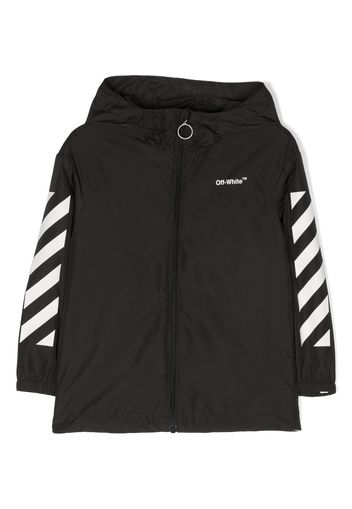 Off-White Kids logo print rain jacket - Schwarz