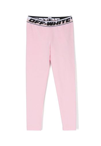 Off-White Kids logo-waistband cotton leggings - Rosa