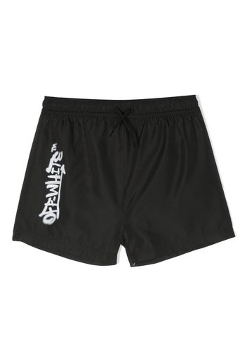 Off-White Kids logo-print elasticated swim shorts - Schwarz