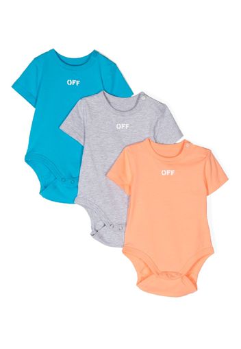 Off-White Kids logo-print detail body set - Blau