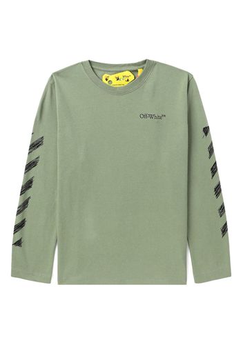 Off-White Kids Diag-stripe print cotton T-shirt - Grün