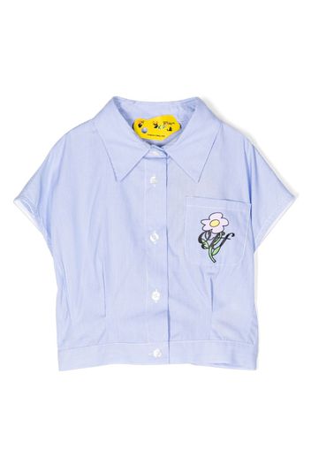 Off-White Kids striped embroidered shirt - Blau