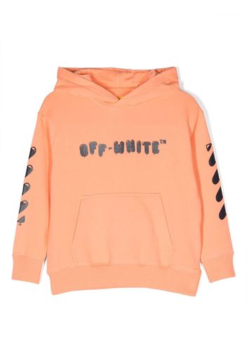 Off-White Kids logo-print cotton hoodie - Orange