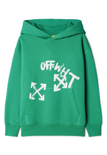 Off-White Kids Hoodie mit gemaltem Logo - Grün