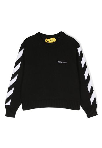 Off-White Kids Pullover mit Intarsien-Logo - BLACK WHITE