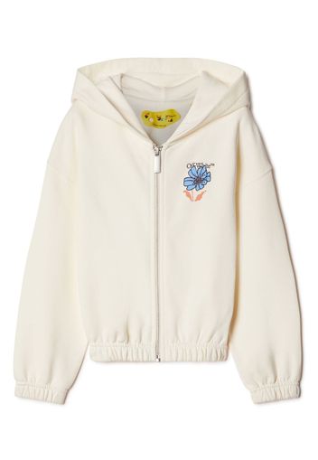 Off-White Kids Hoodie mit Blumen-Print - Weiß