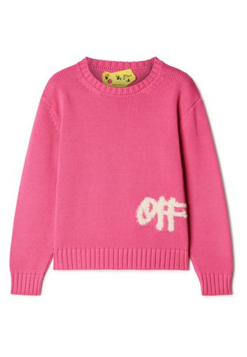 Off-White Kids Gerippter Pullover mit Logo-Print - Rosa