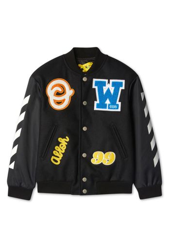 Off-White Kids patch-detail side-stripe bomber jacket - Schwarz