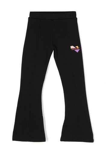 Off-White Kids logo-embroidered flared cotton trousers - Schwarz