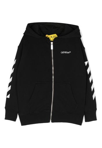 Off-White Kids logo-print zip-up hoodie - Schwarz