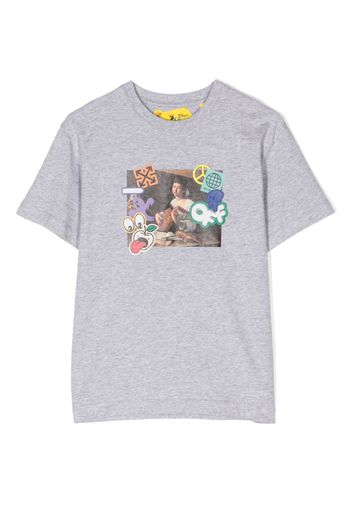 Off-White Kids Stickers Picture cotton T-shirt - Grau