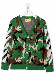 Off-White Kids Cardigan mit Camouflagemuster - Grün