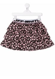 Off-White Kids monogram-print ruffle skirt - Schwarz