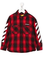 Off-White Kids logo-print flannel shirt - Rot