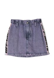 Off-White Kids logo-stripe denim skirt - Violett