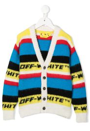 Off-White Kids striped logo-embroidered cardigan - Weiß