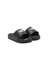 Off-White Kids logo-print flat slides - Schwarz