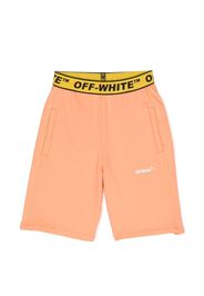 Off-White Kids logo-waistband jersey shorts - Orange