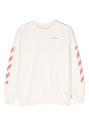 Off-White Kids logo-print cotton sweatshirt - Weiß