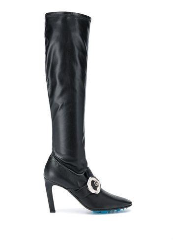 Off-White Overknee-Stiefel mit Schnalle - Schwarz