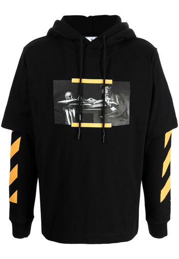 Off-White Hoodie mit Caravaggio-Malerei - Schwarz