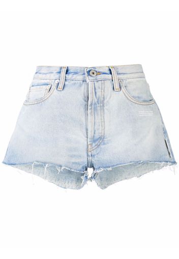 Off-White frayed-edge denim shorts - Blau