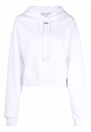 Off-White OFF STAMP CROPPED HOODIE WHITE BLACK - Weiß