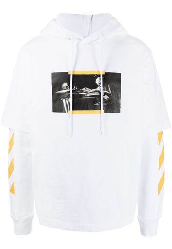 Off-White graphic-print layered hoodie - Weiß