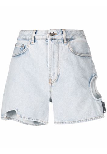 Off-White cut-out high-waisted denim shorts - Blau