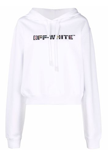 Off-White rhinestone-embellished logo hoodie - Weiß