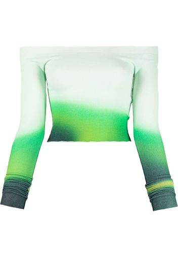 Off-White off-shoulder gradient style top - Grün