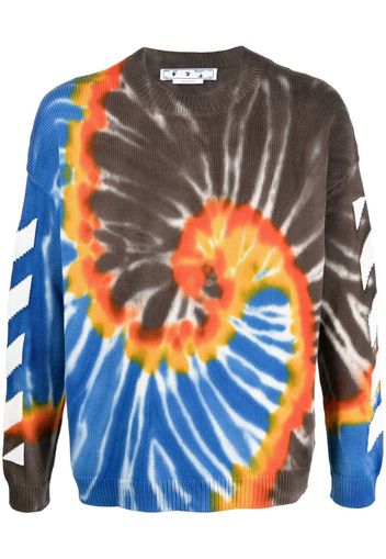 Off-White Batik-Sweatshirt mit Pfeilmotiv - Blau