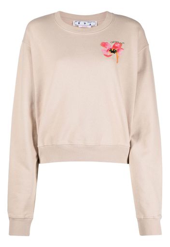 Off-White floral-print cotton sweatshirt - Nude