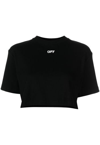 Off-White Cropped-T-Shirt mit Logo - Schwarz